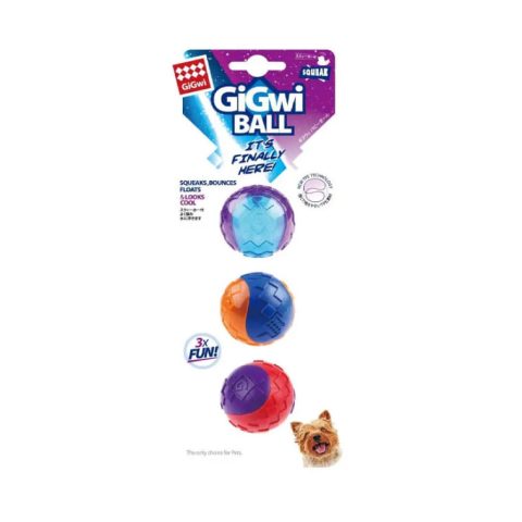 GiGwi Ball Squeaker 3 Piezas Colores