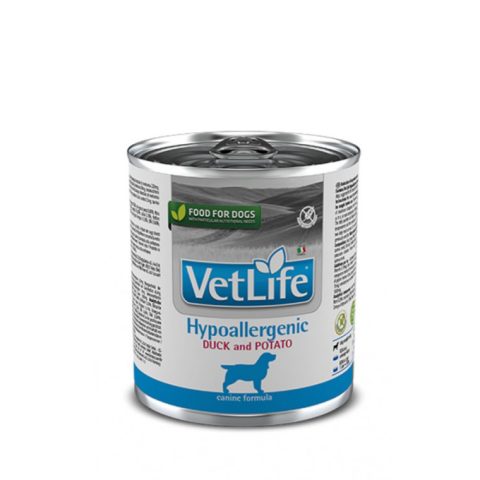 VetLife Lata Perro Hipoalergénica Pato 300g