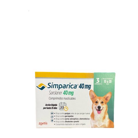 Simparica 40mg 10kg a 20kg 3comp