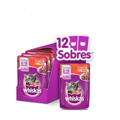 Whiskas Pouch Gatito Carne 85gx12und