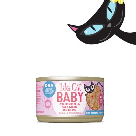 Tiki Cat Lata Gato Baby Pollo y Salmón 80g
