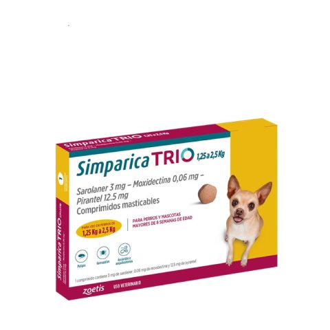 Simparica Trio 1comprimido 1,25kg a 2,5kg
